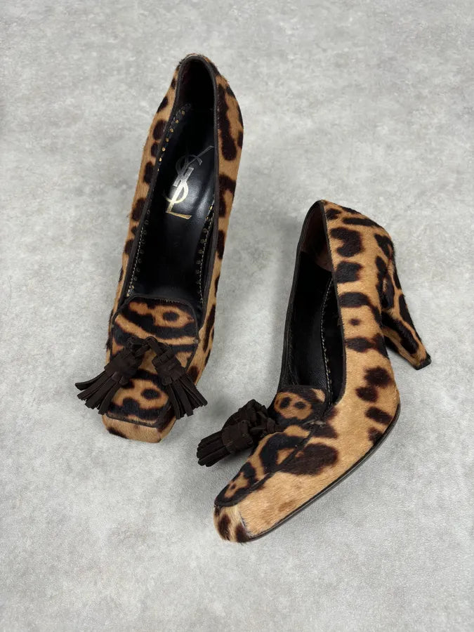 Yves Saint Laurent Leopard Pony Hair Heels kQIyMco 2