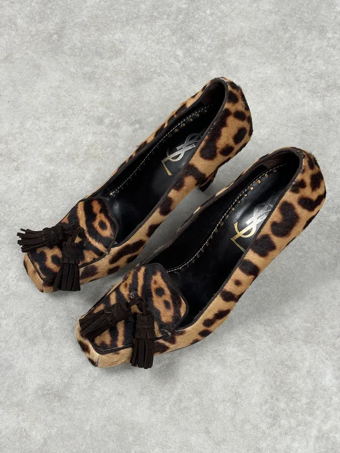 Yves Saint Laurent Leopard Pony Hair Heels kQIyMco 5