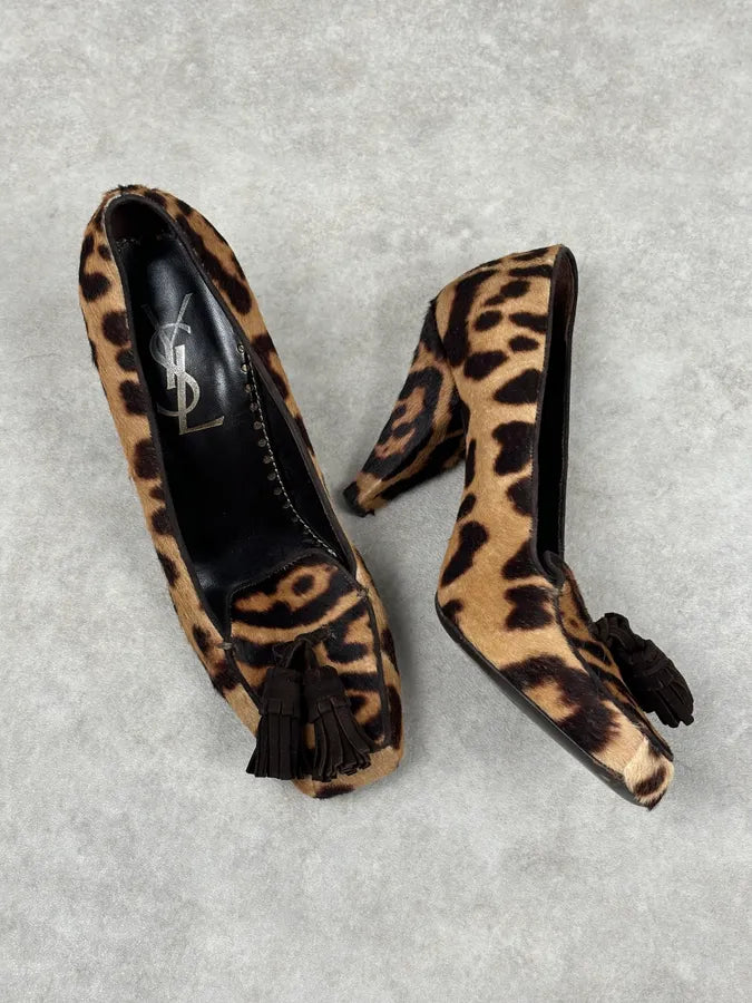 Yves Saint Laurent Leopard Pony Hair Heels kQIyMco 3