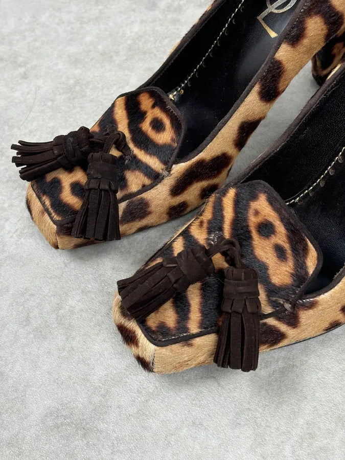 Yves Saint Laurent Leopard Pony Hair Heels kQIyMco 6