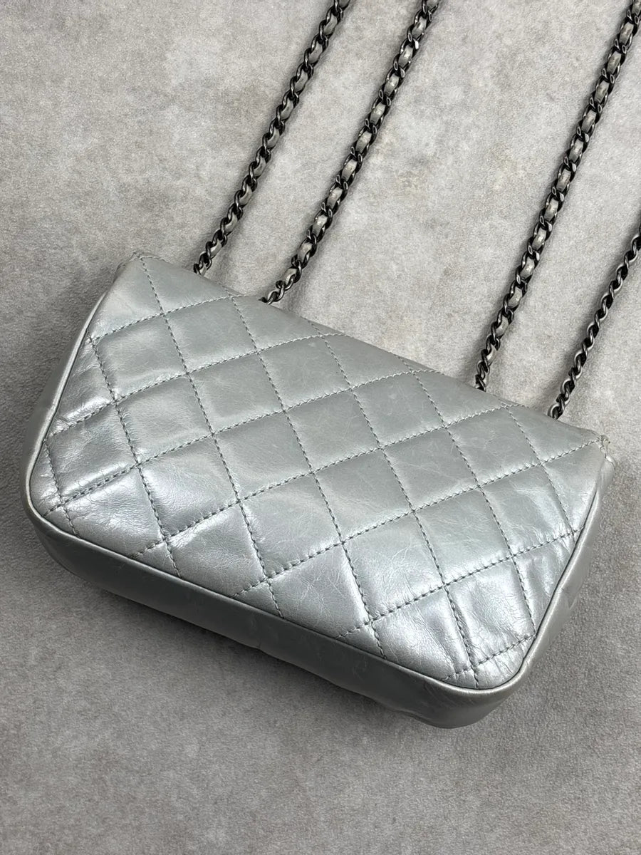 Chanel Silver Leather Quilted CC Turn-Lock Mini Bag lpaBxtkC 7