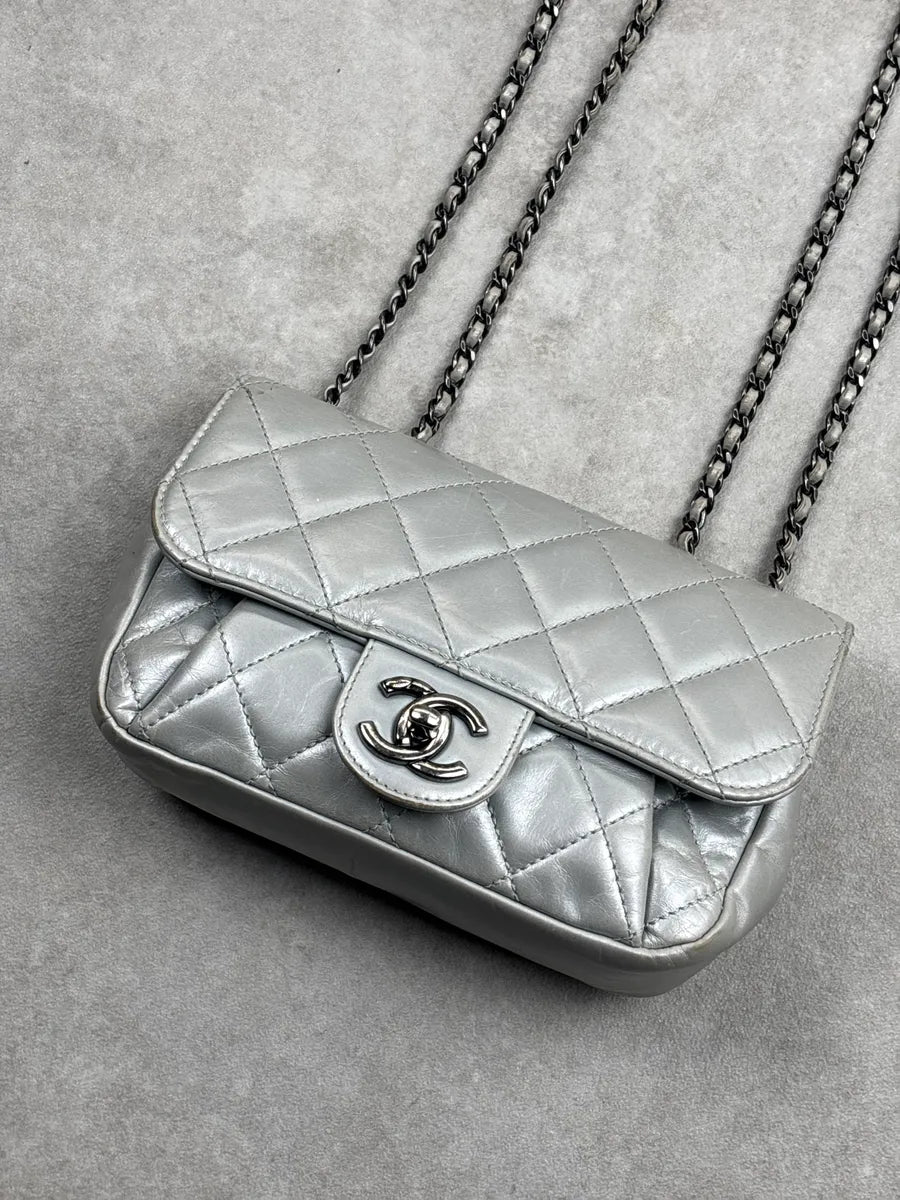 Chanel Silver Leather Quilted CC Turn-Lock Mini Bag lpaBxtkC 4