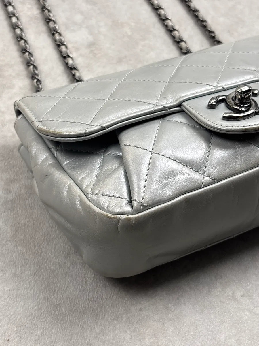 Chanel Silver Leather Quilted CC Turn-Lock Mini Bag lpaBxtkC 13