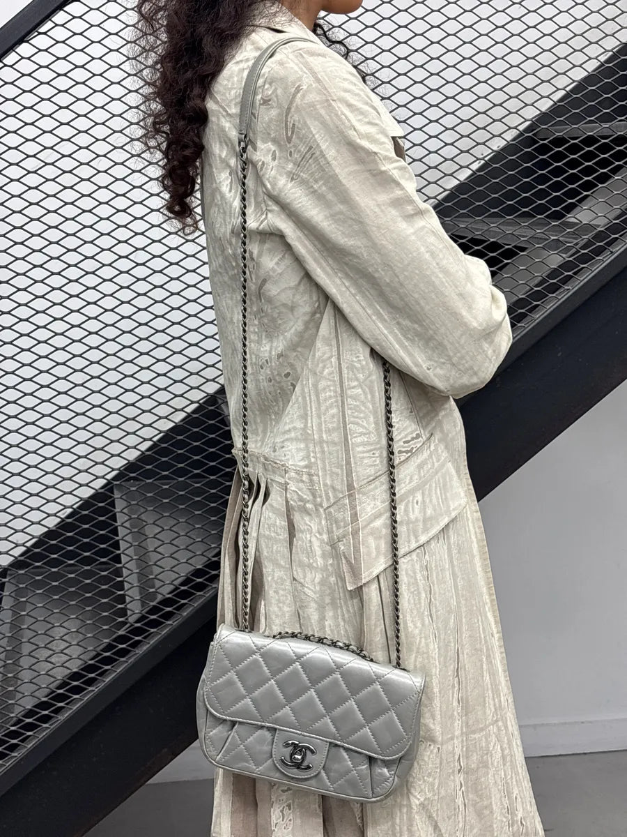 Chanel Silver Leather Quilted CC Turn-Lock Mini Bag lpaBxtkC 3