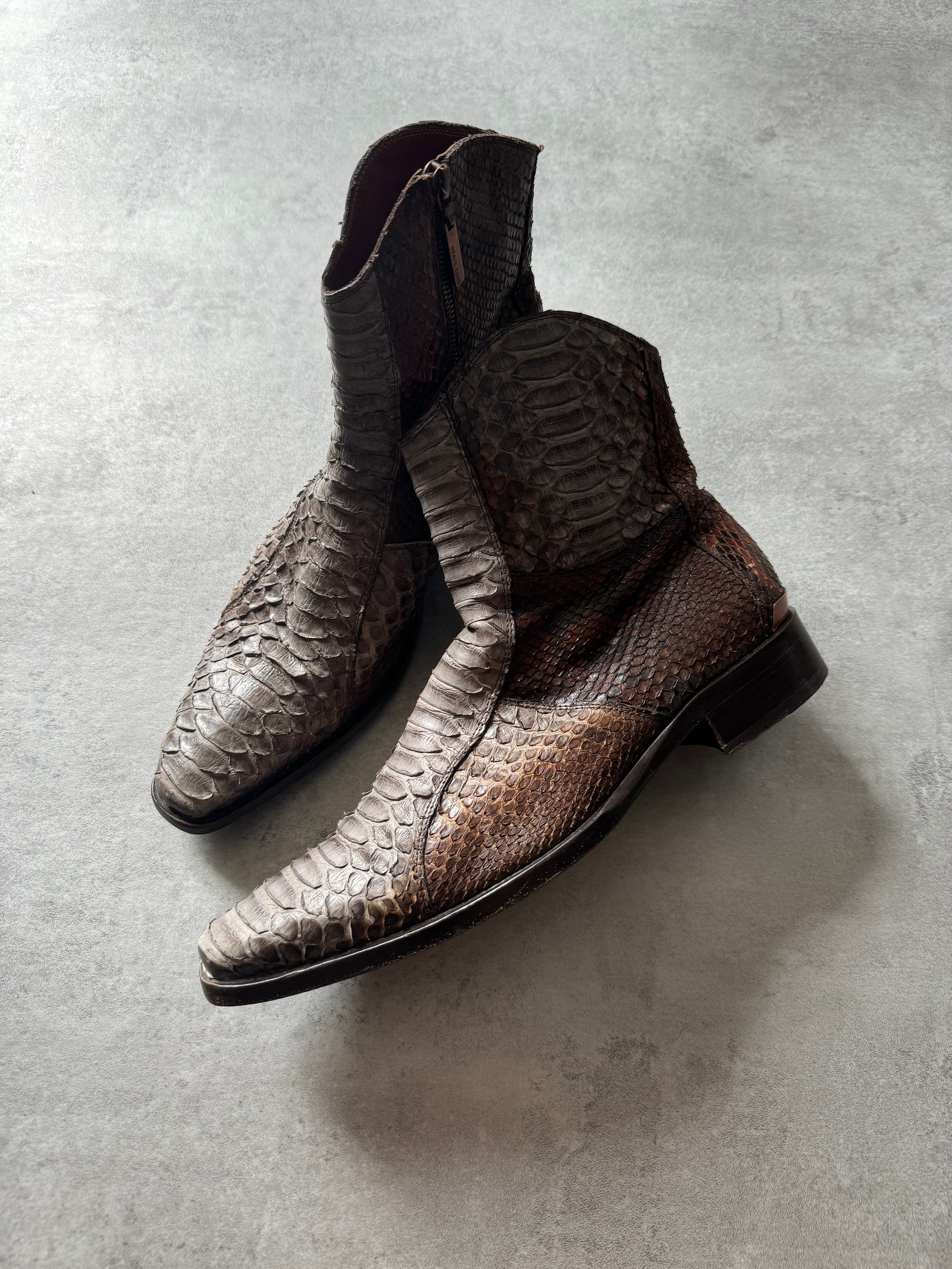 AW2003 Roberto Cavalli Python Leather Cow-Boy Boots  (42) - 9
