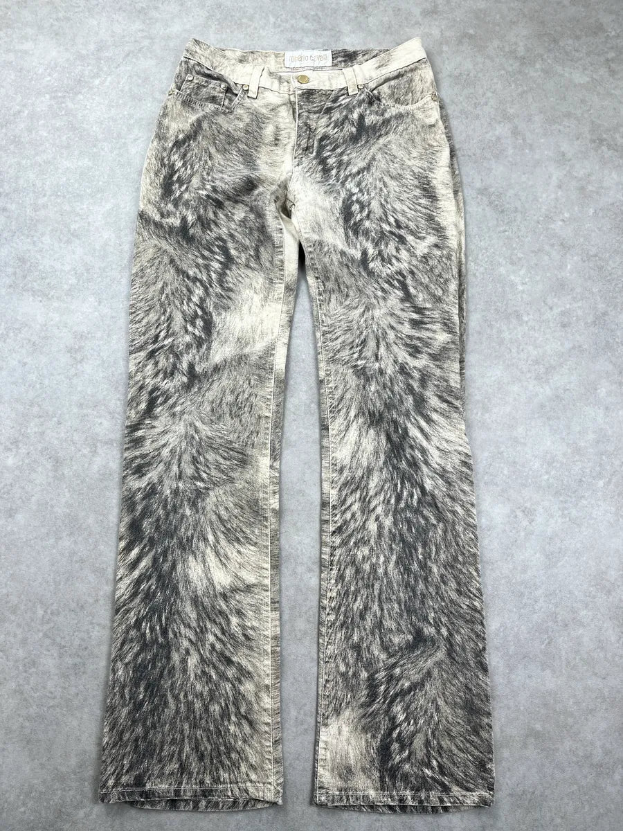 AW1999 Roberto Cavalli Grey Wolf Fur-Effect Print Pants lrEwrjFC 0