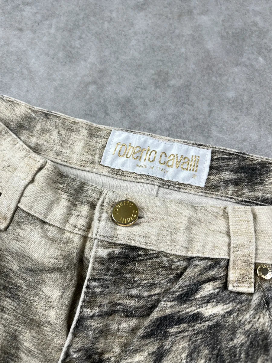 AW1999 Roberto Cavalli Grey Wolf Fur-Effect Print Pants lrEwrjFC 10