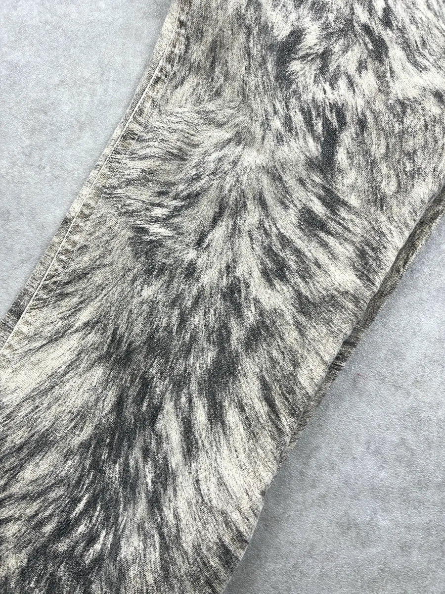 AW1999 Roberto Cavalli Grey Wolf Fur-Effect Print Pants lrEwrjFC 9