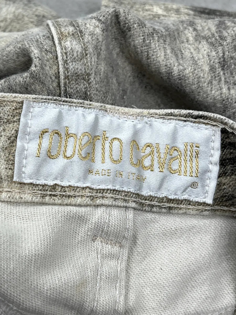 AW1999 Roberto Cavalli Grey Wolf Fur-Effect Print Pants lrEwrjFC 12