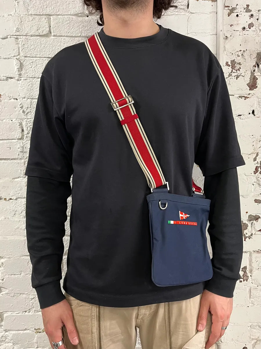 Luna Rossa Navy Cotton Crossbody Bag NVHWMrj 1