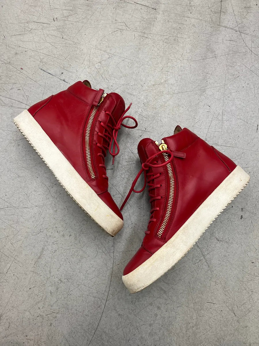2010s Giuseppe Zanotti Golden Wing Zip Red Leather Sneakers lvOteLiq 2