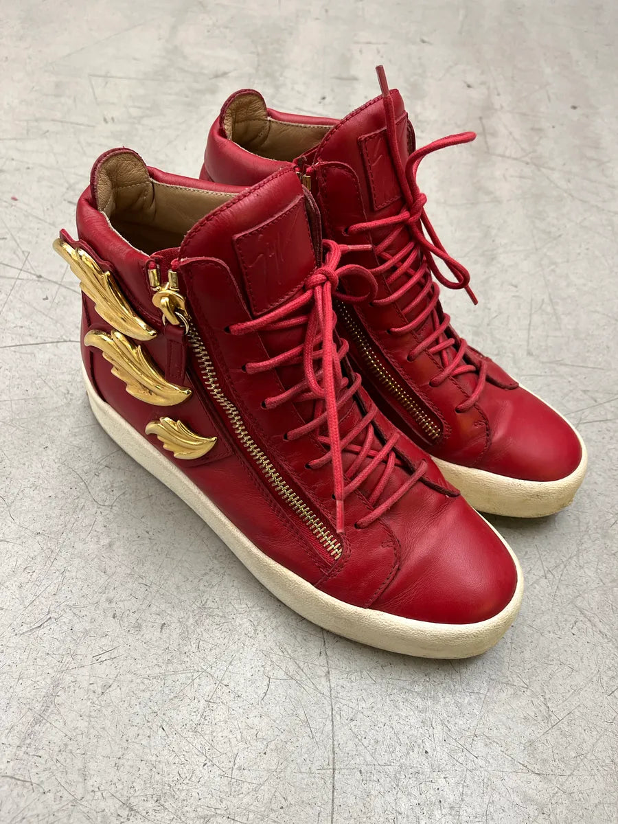 2010s Giuseppe Zanotti Golden Wing Zip Red Leather Sneakers lvOteLiq 3