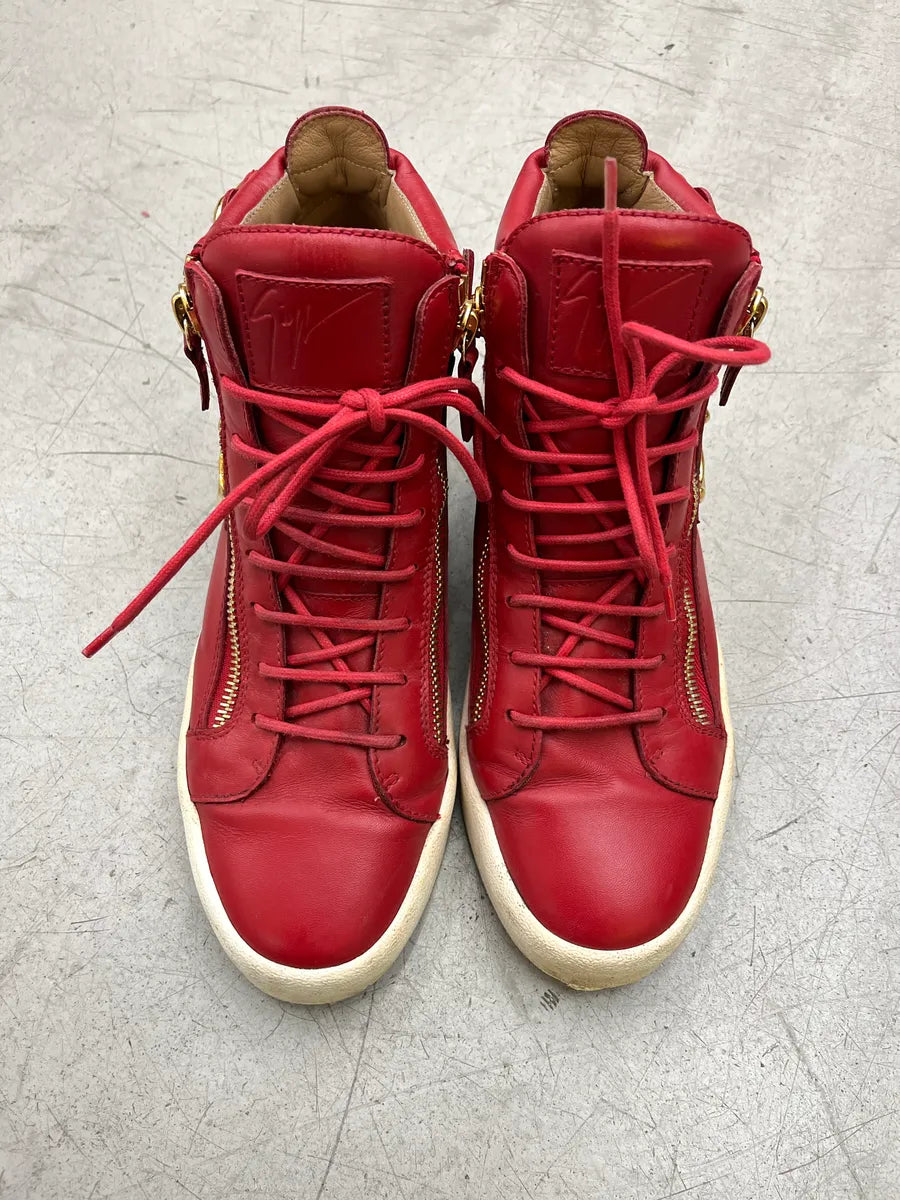 2010s Giuseppe Zanotti Golden Wing Zip Red Leather Sneakers lvOteLiq 4
