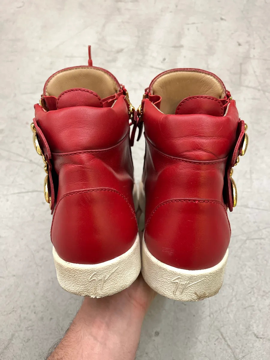 2010s Giuseppe Zanotti Golden Wing Zip Red Leather Sneakers lvOteLiq 5