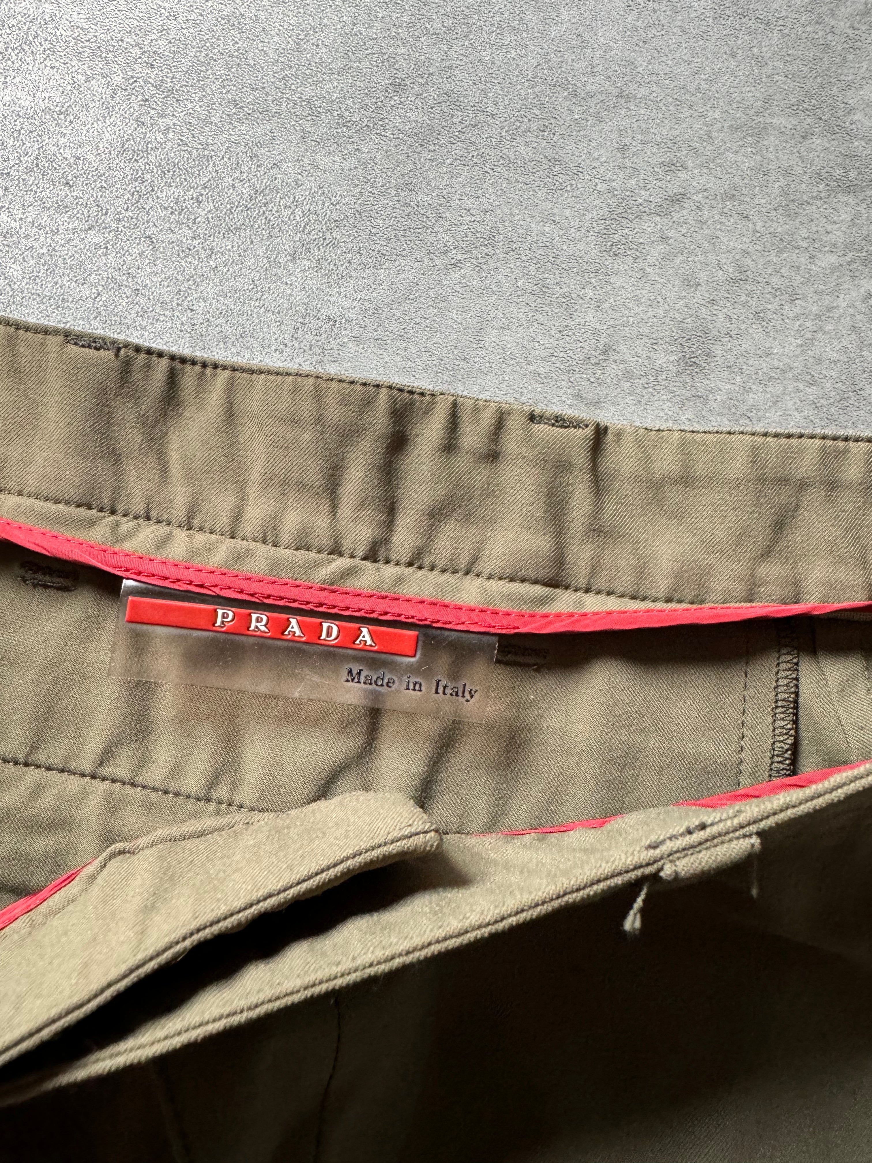 SS2003 Prada Linea Rossa Olive Nylon Cozy Pants (S) - 8