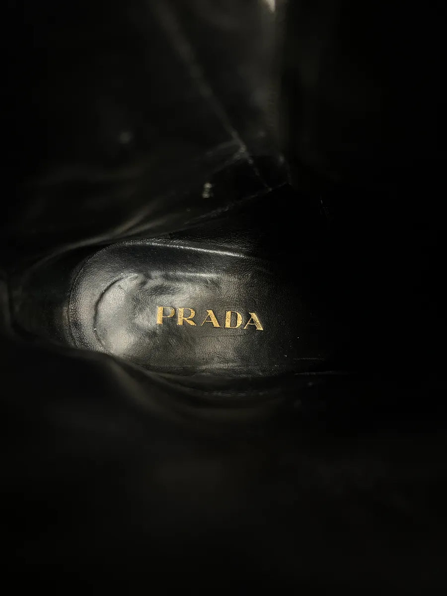 AW2003 Prada Perforated Patent Black Leather Boots lzkFSgQD 8