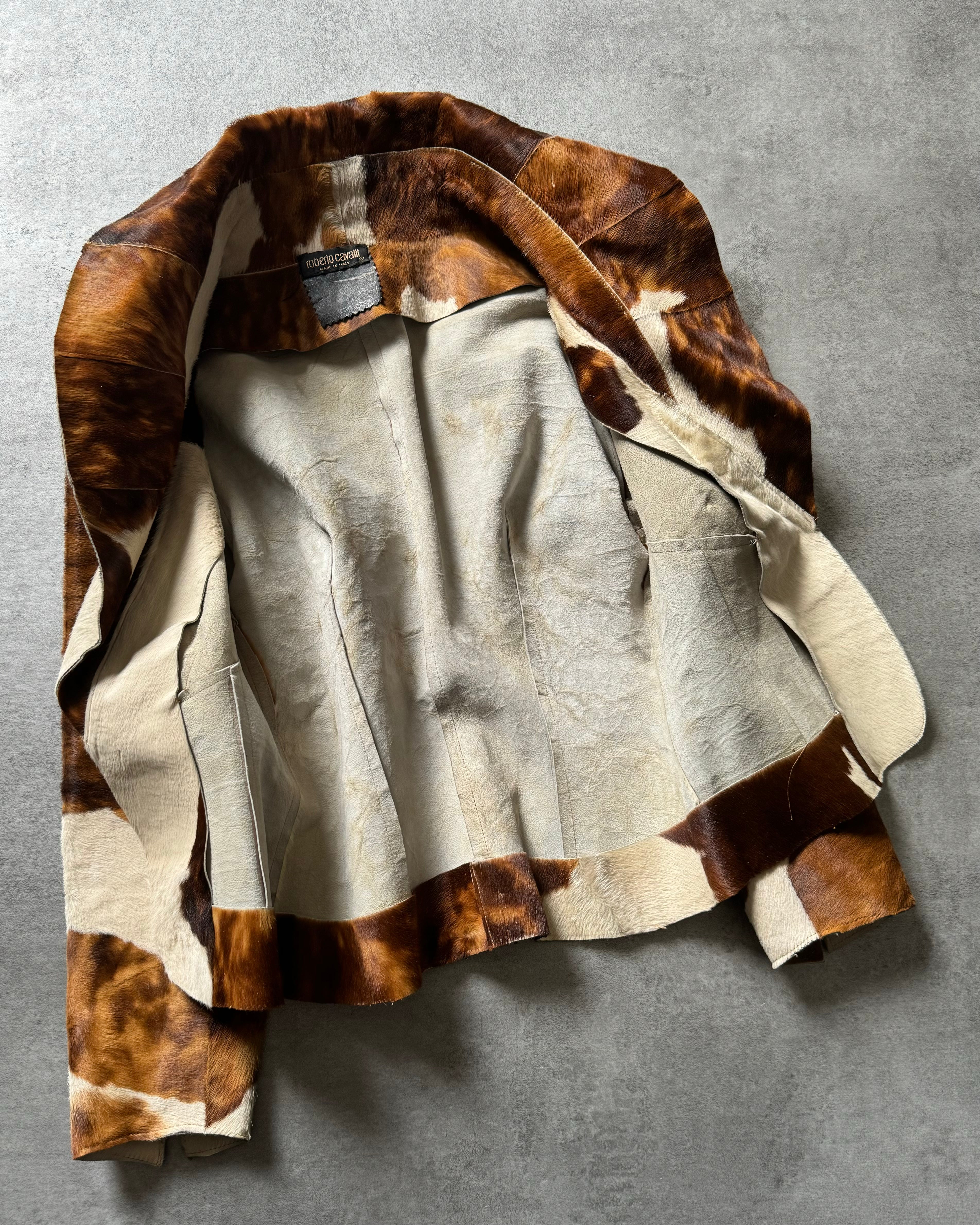 AW2000 Roberto Cavalli Fur Leather Cow Jacket (XS) - 7
