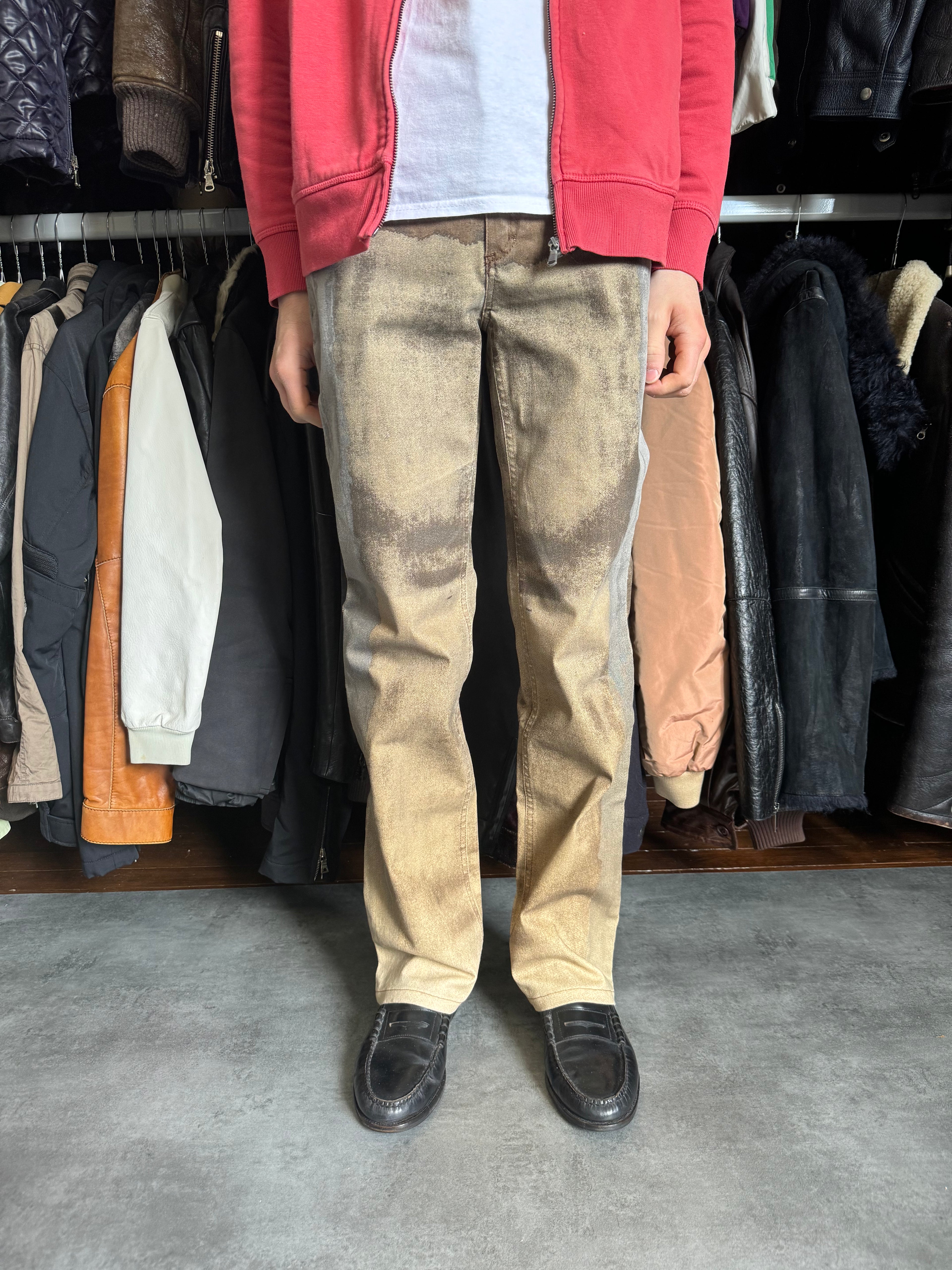 FW01 Roberto Cavalli Brown Autumn Forest Wood Pants (S) - 3