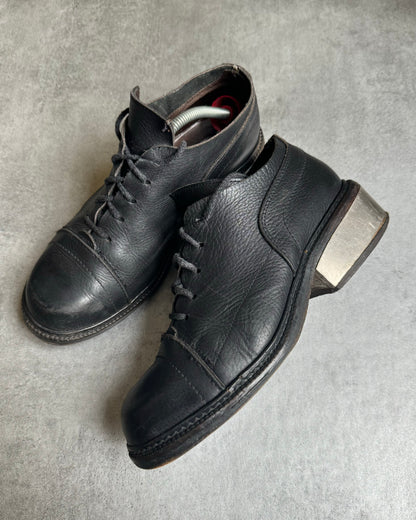 AW1996 Dirk Bikkembergs Black Leather Metal Heel Shoes (41) - 8