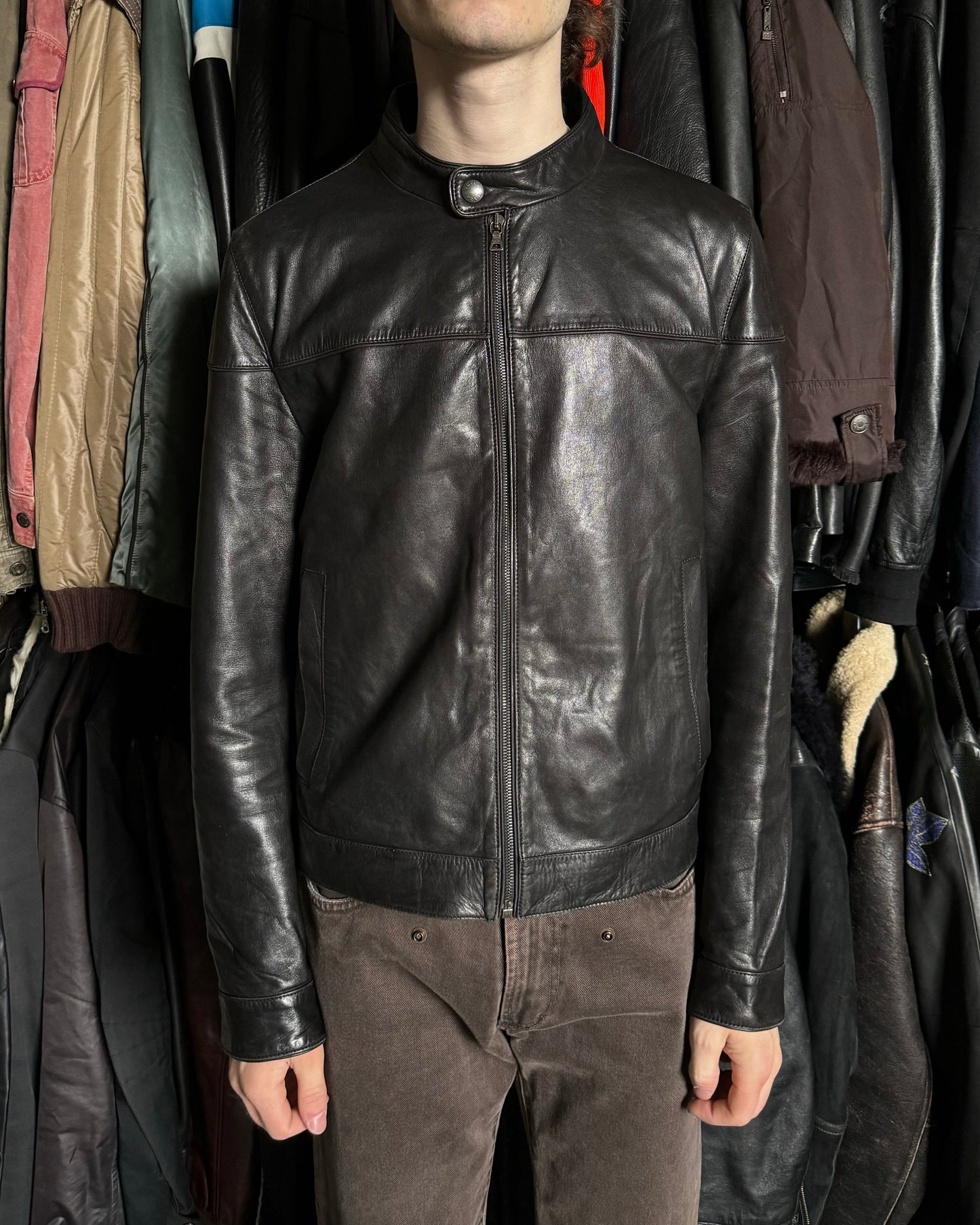 FW2008 Prada Premium Biker Black Leather Jacket (M) - 2