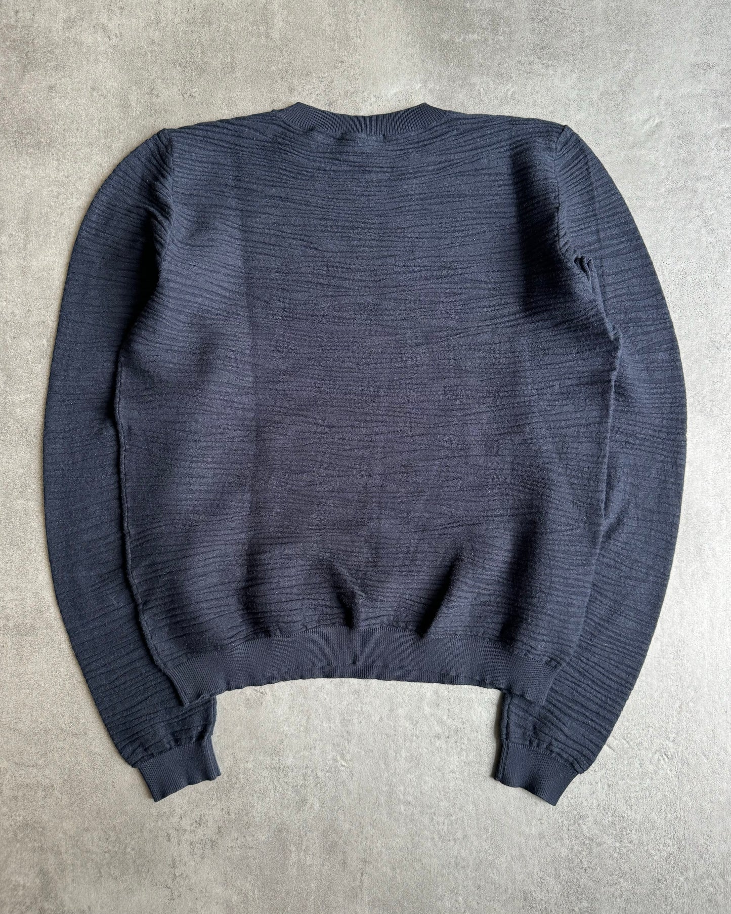 SS2020 Emporio Armani Plissed Navy Minimalist Sweater (XS/S) - 6