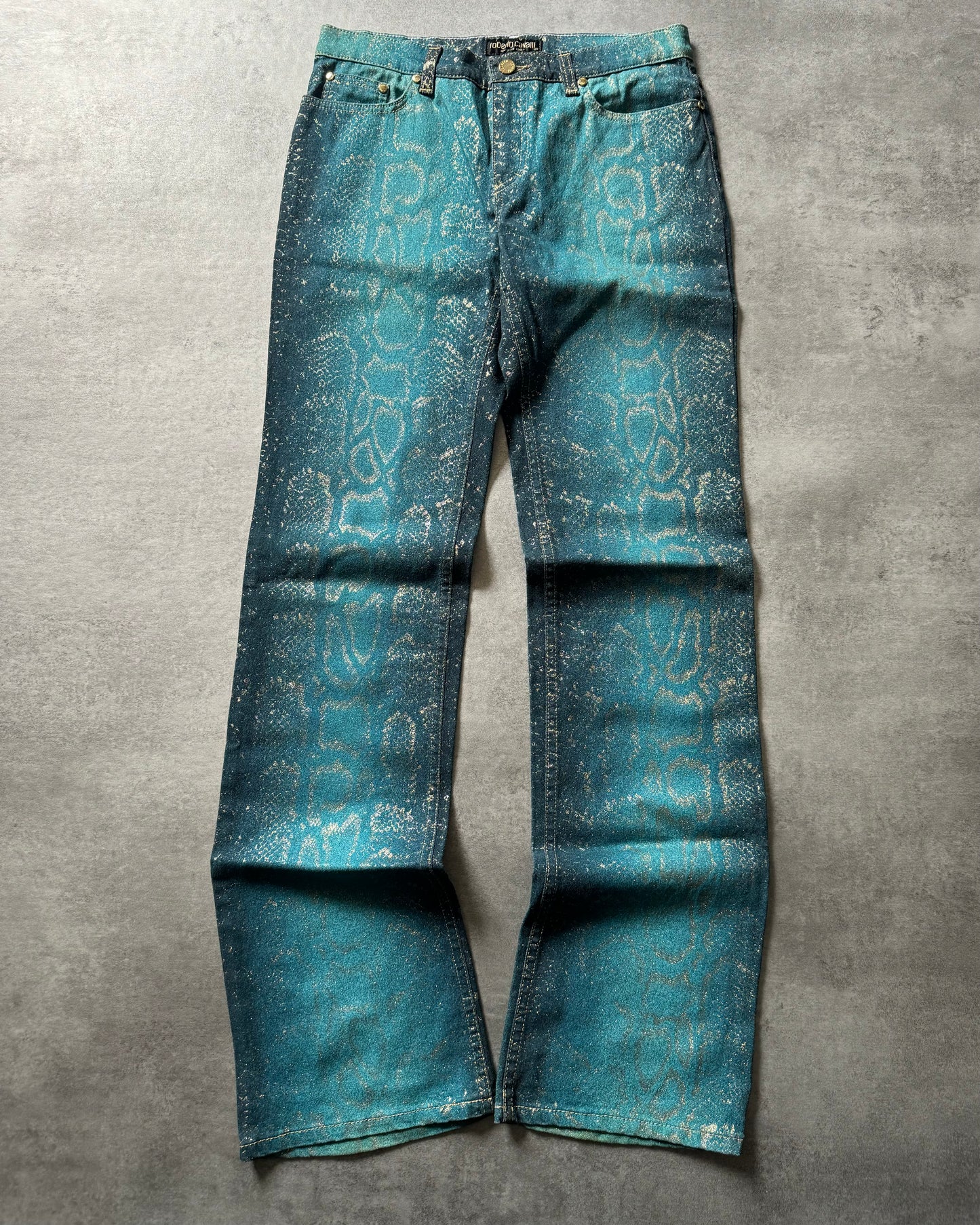AW1999 Roberto Cavalli Blue Python Skin Legend Pants  (S) - 1