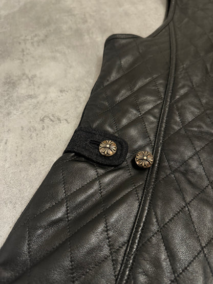 Chrome Hearts Quilted Leather Waistcoat Vest (S/M) - 13