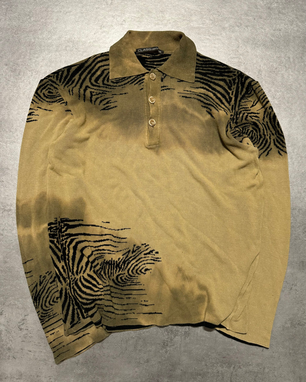 2000s Roberto Cavalli Zebra Desert Finger Print Polo Sweater (S) - 1