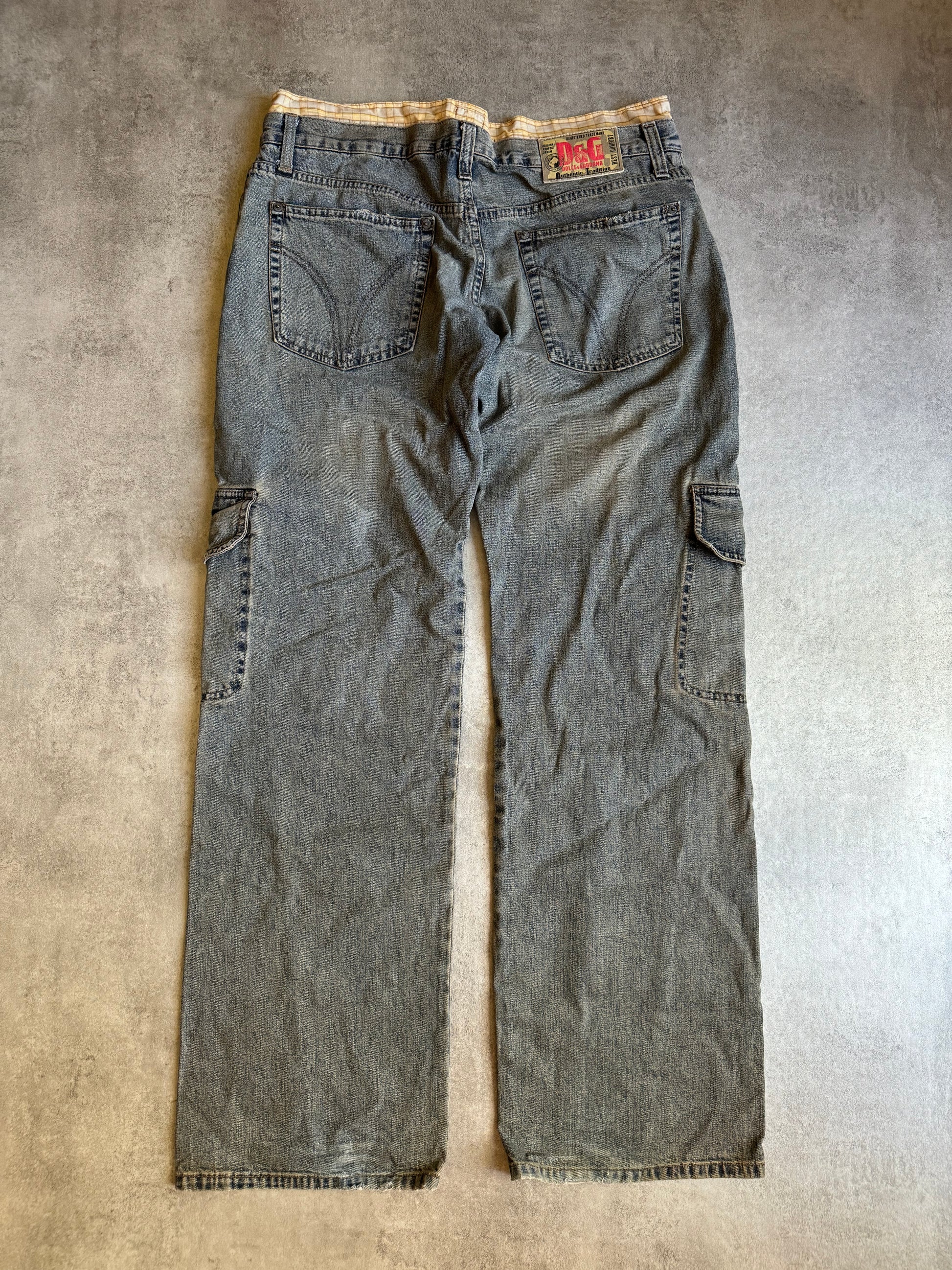 SS2004 Dolce & Gabbana Double Waisted Cargo Denim Pants (XL) - 2