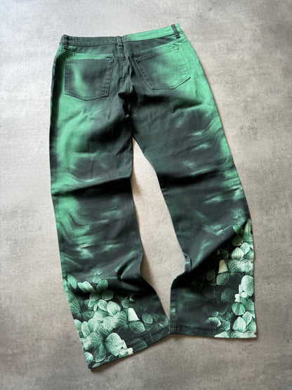 AW2000 Roberto Cavalli Floral Green Spectrum Pants (M) - 2