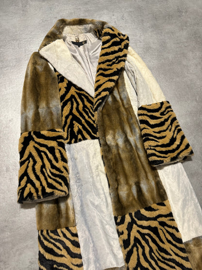 2000s Cavalli Long Italian Trench Faux Fur Coat (S) - 13