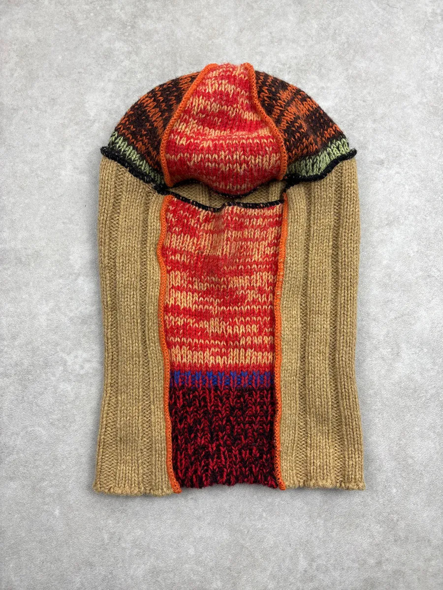 Marni Camel Wool Multicolor Knit Balaclava Hat mFKiMNQS 1