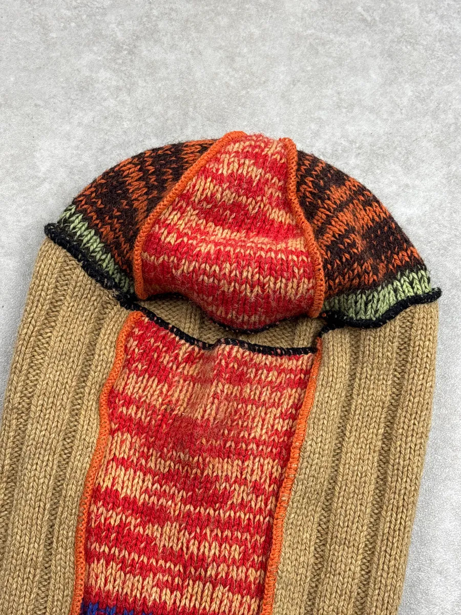 Marni Camel Wool Multicolor Knit Balaclava Hat mFKiMNQS 5