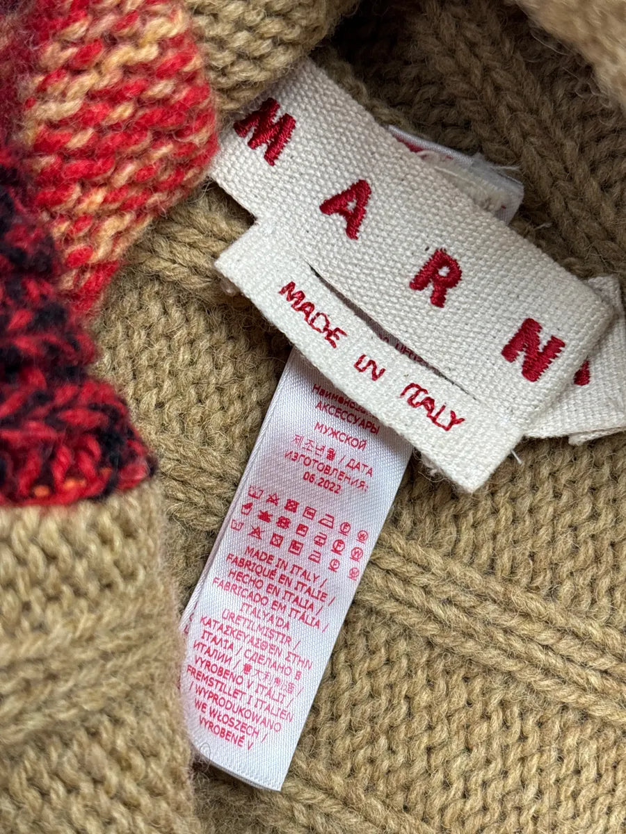 Marni Camel Wool Multicolor Knit Balaclava Hat mFKiMNQS 8