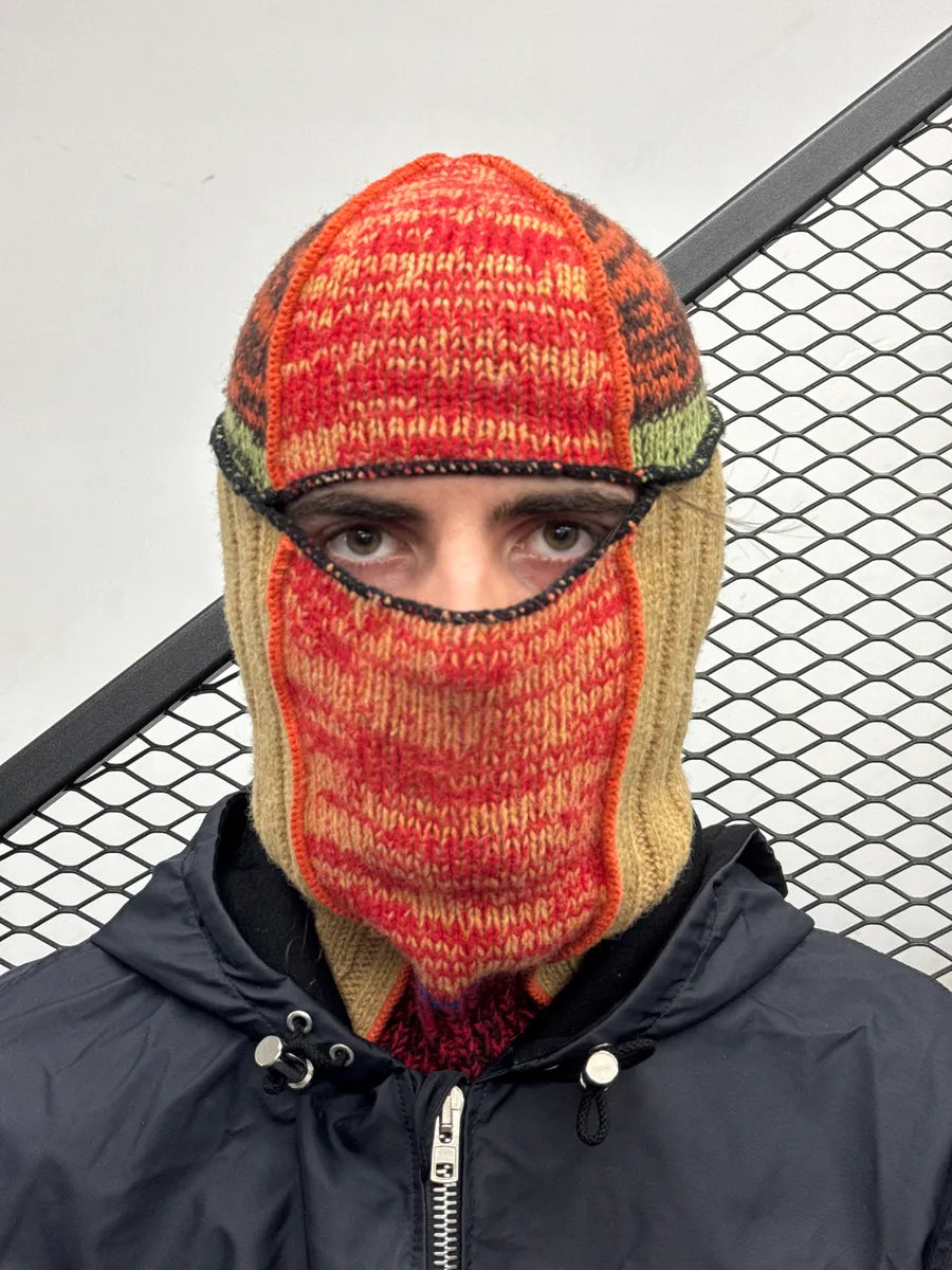 Marni Camel Wool Multicolor Knit Balaclava Hat mFKiMNQS 0