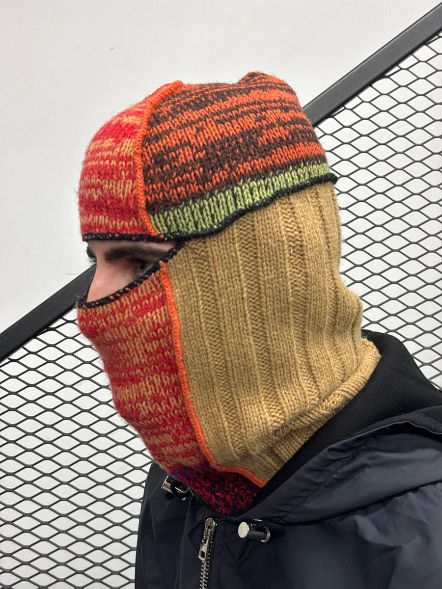 Marni Camel Wool Multicolor Knit Balaclava Hat mFKiMNQS 2