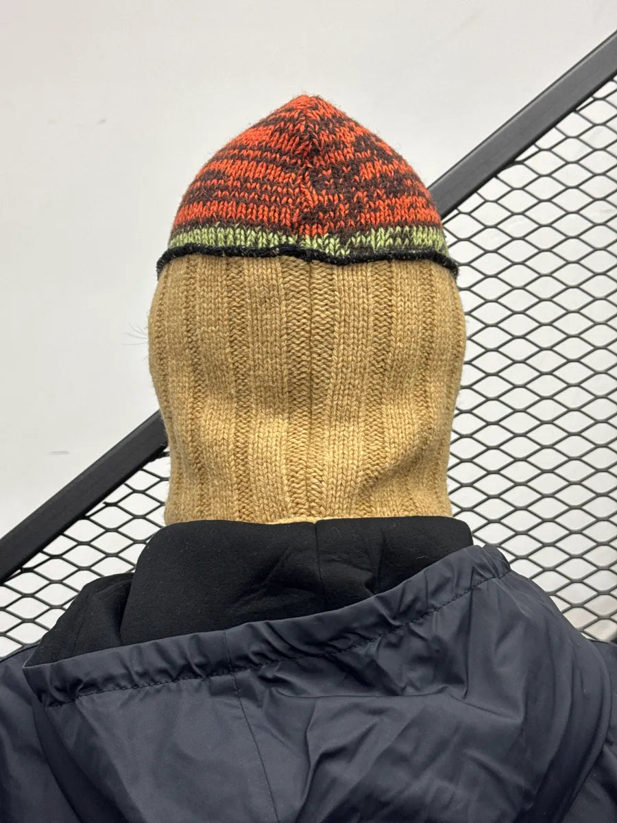 Marni Camel Wool Multicolor Knit Balaclava Hat mFKiMNQS 3