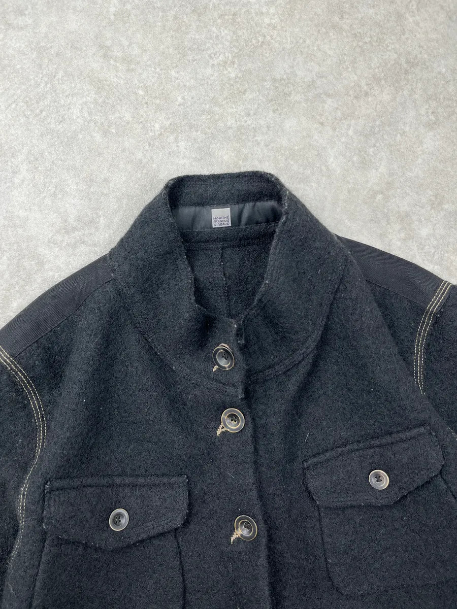 2000s Marithé + François Girbaud Dark Grey Wool Cropped Military Light Jacket mHLNTwVS 5