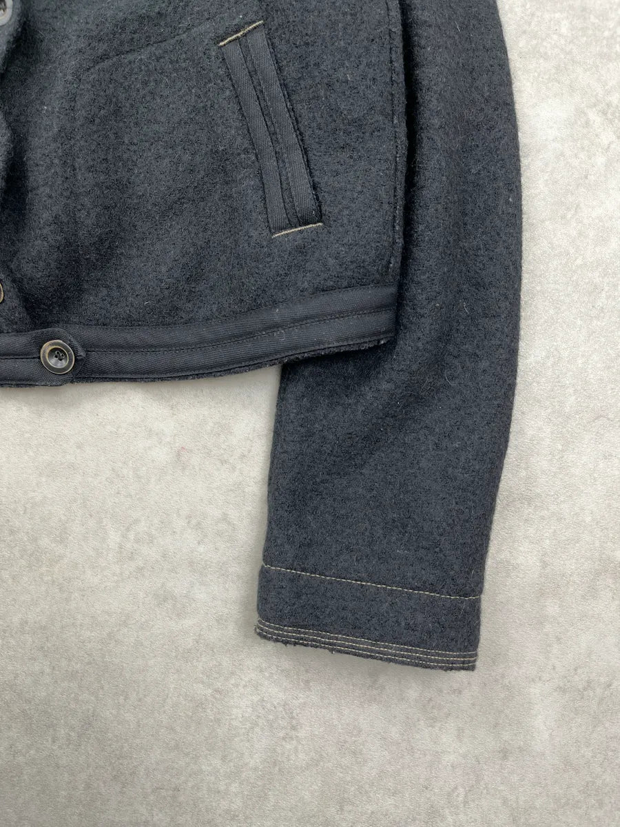 2000s Marithé + François Girbaud Dark Grey Wool Cropped Military Light Jacket mHLNTwVS 8
