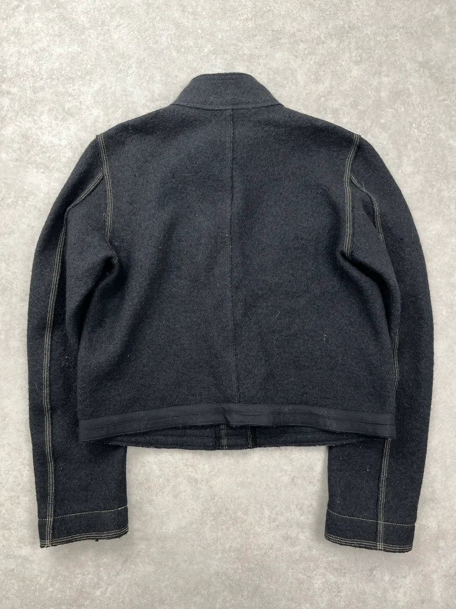 2000s Marithé + François Girbaud Dark Grey Wool Cropped Military Light Jacket mHLNTwVS 4
