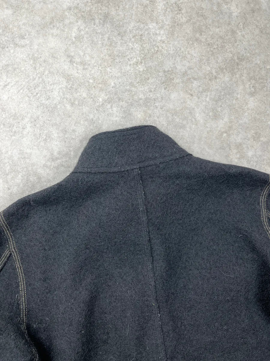 2000s Marithé + François Girbaud Dark Grey Wool Cropped Military Light Jacket mHLNTwVS 6