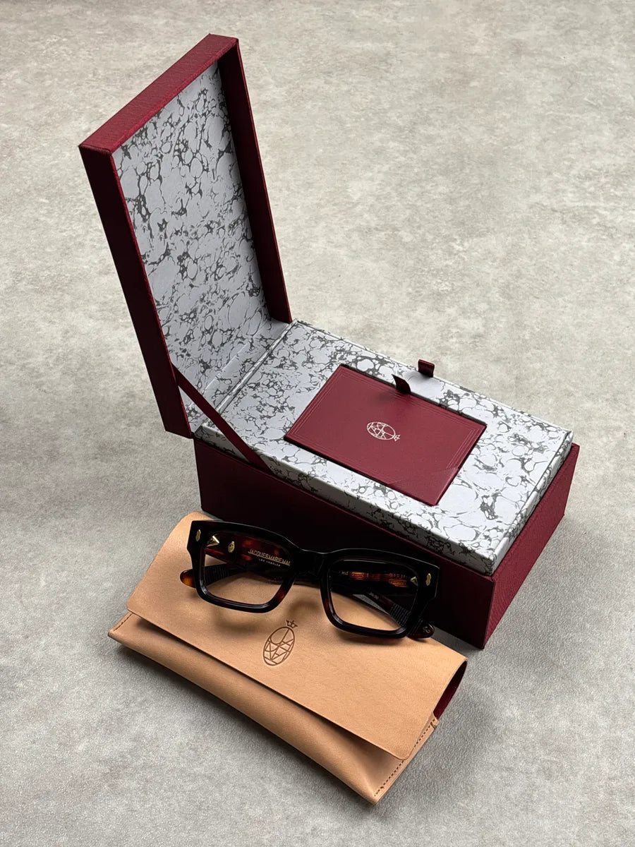 Jacques Marie Mage Dark Tortoiseshell Acetate Rectangular Glasses mHnajJfW 3