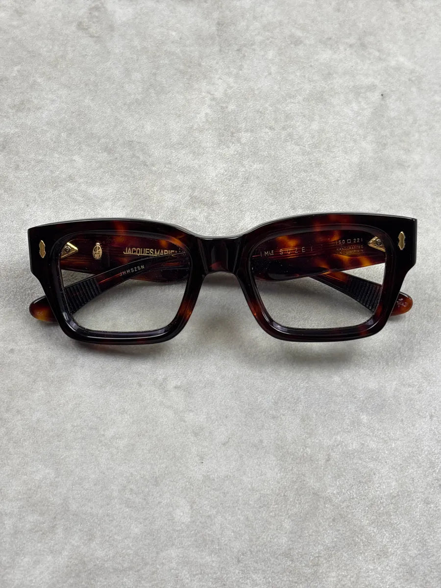 Jacques Marie Mage Dark Tortoiseshell Acetate Rectangular Glasses mHnajJfW 5
