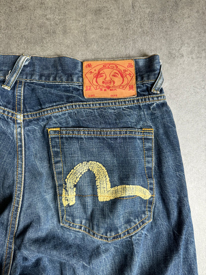 2000s Evisu Logo Japanese Blue Denim Pants (M) - 4