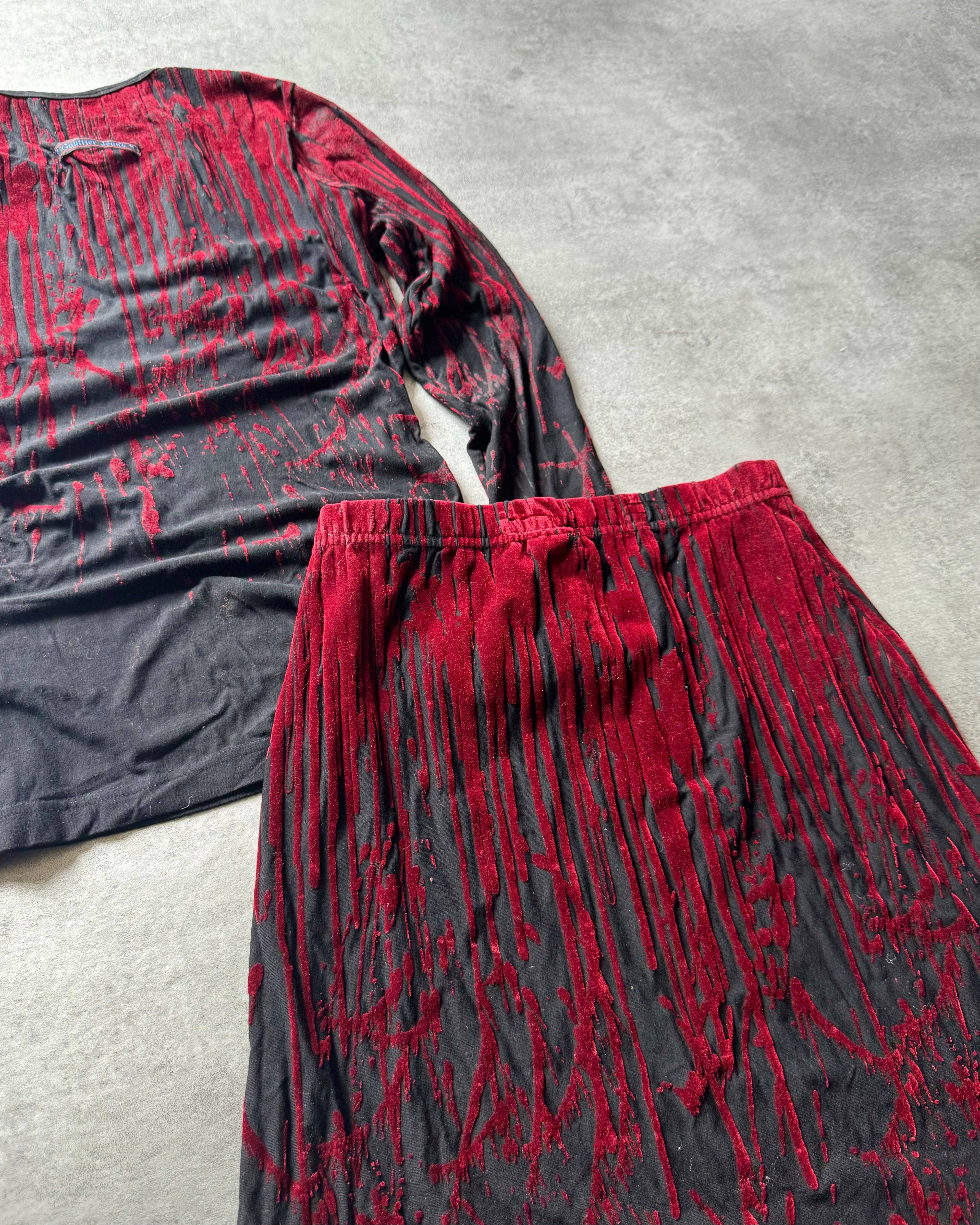 AW1998 Jean Paul Gaultier Blood Devil Skirt/Longsleeves Set (S) - 3
