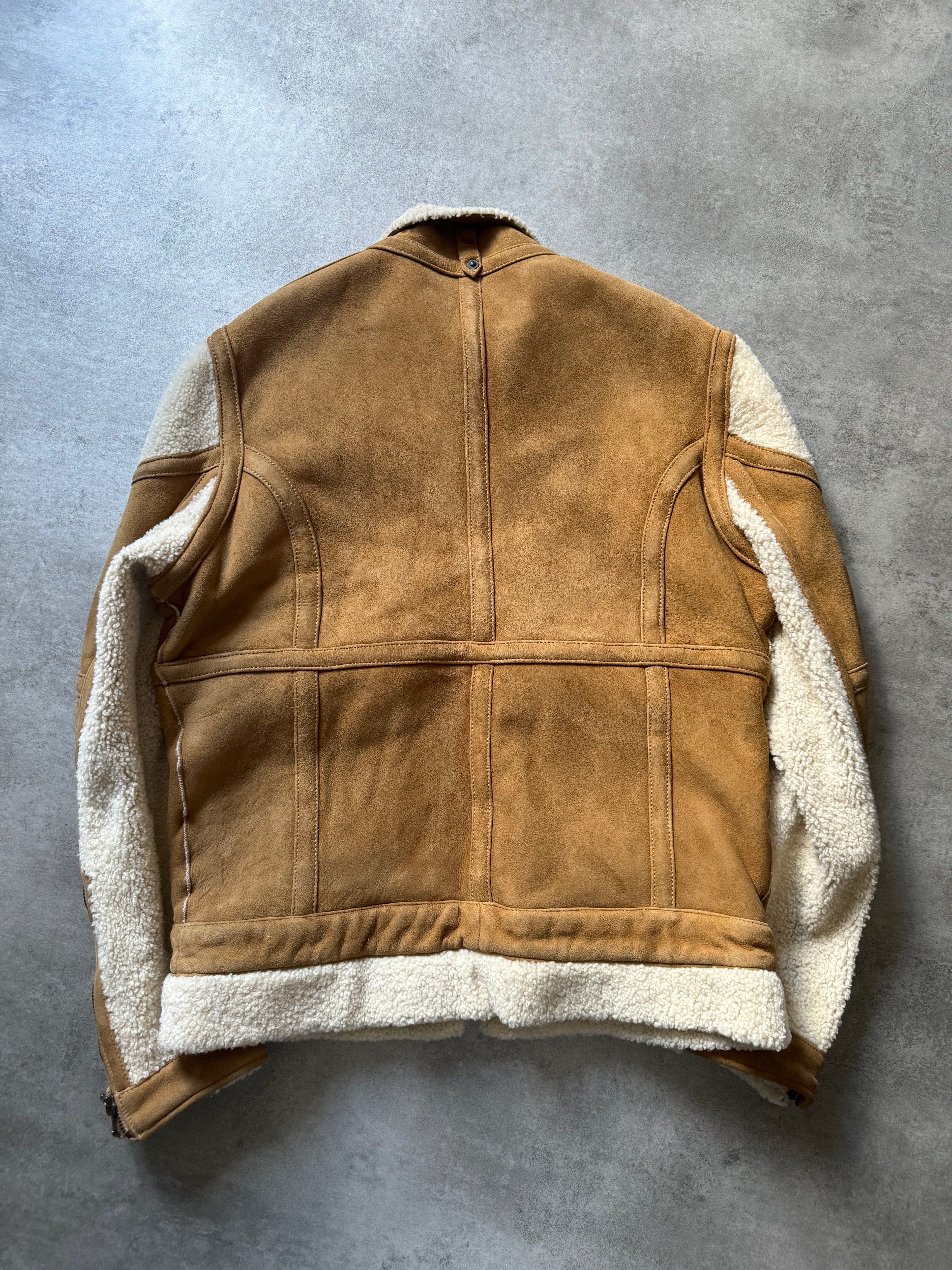 AW2010 Cavalli Shearling Camel Aviator Leather Jacket (L) - 4