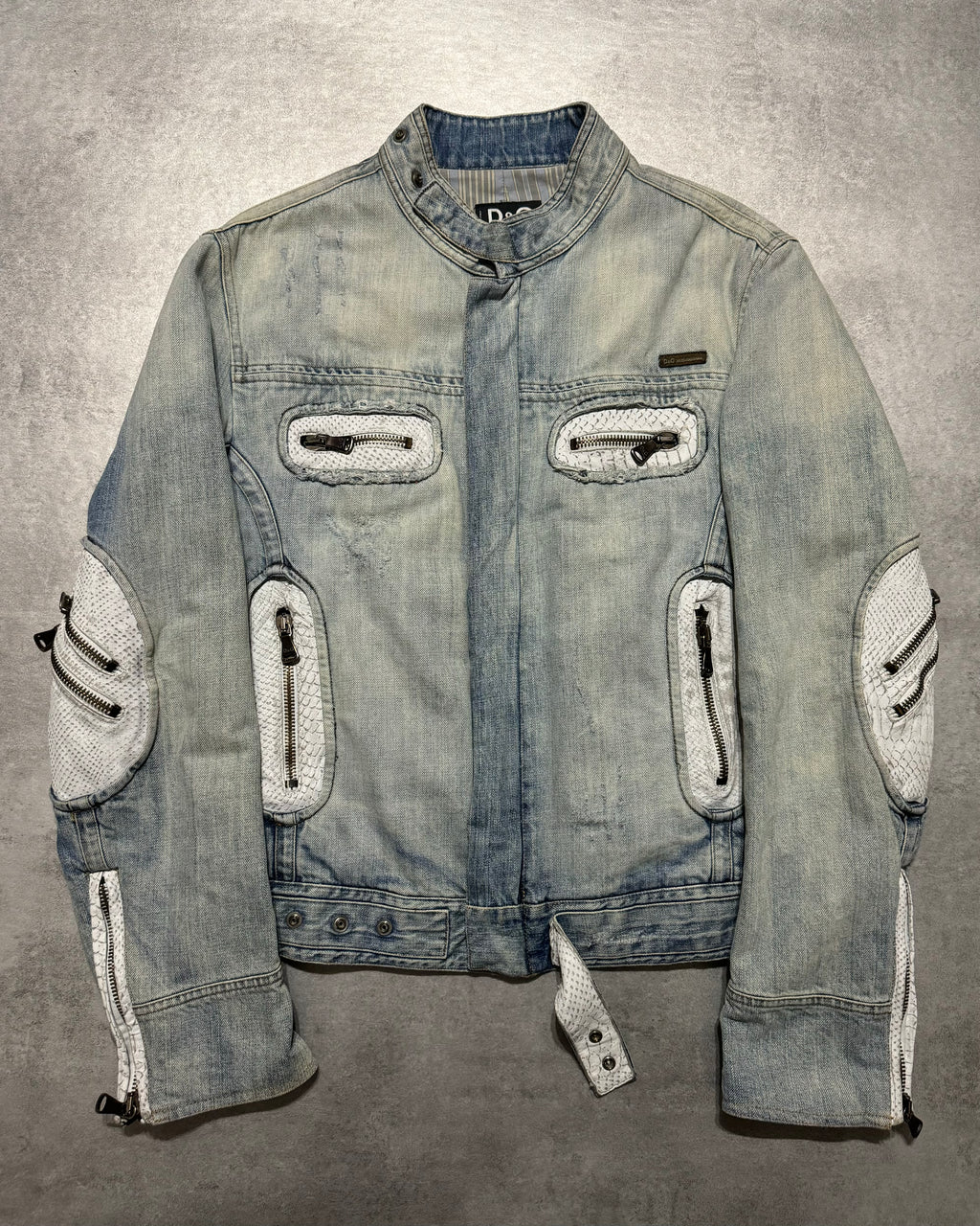 SS2005 Dolce & Gabbana Apocalyptic Biker Denim Jacket (M/L) - 1