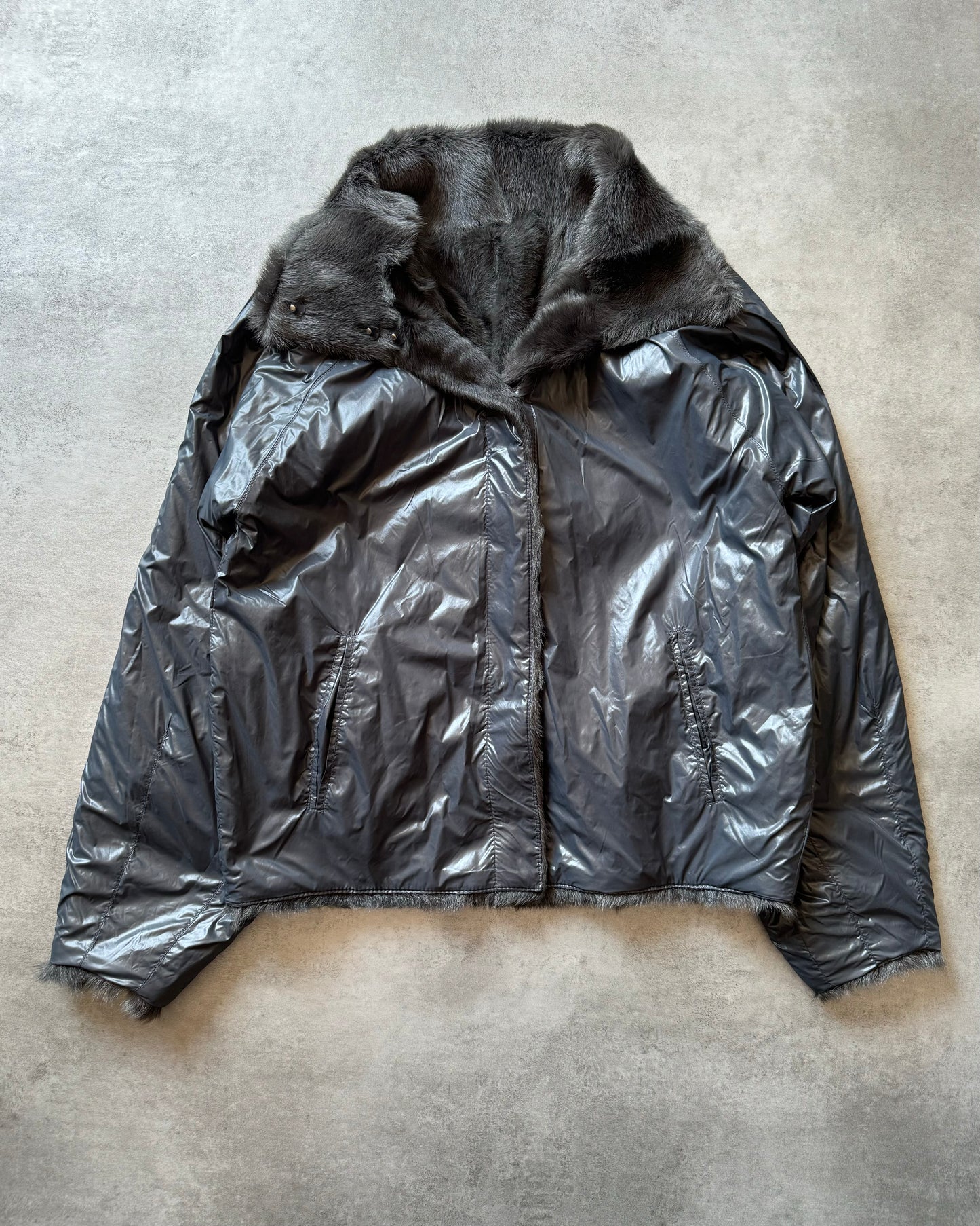 AW2010 Emporio Armani Reversible Faux Fur Tactical Jacket (S) - 2