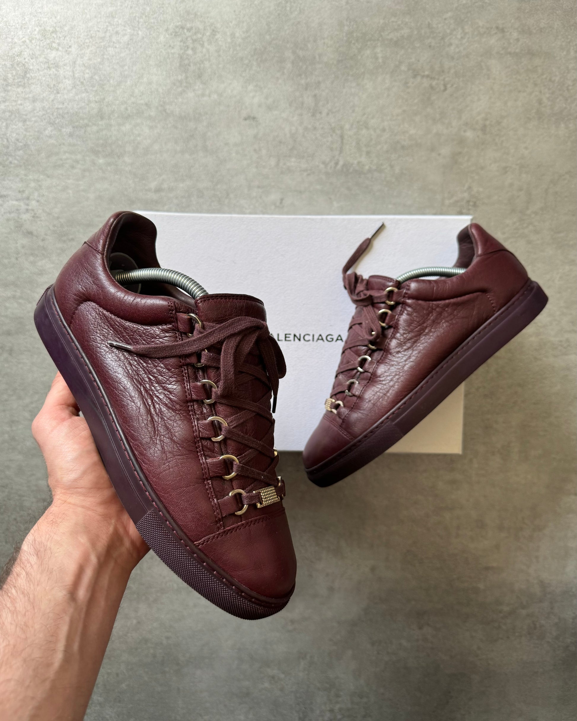 Balenciaga Arena Low Bordeaux Leather Shoes  (39) - 1