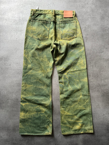 AW2021 Acne Studios Acid Green Washed Straight Relaxed Pants (M) - 2